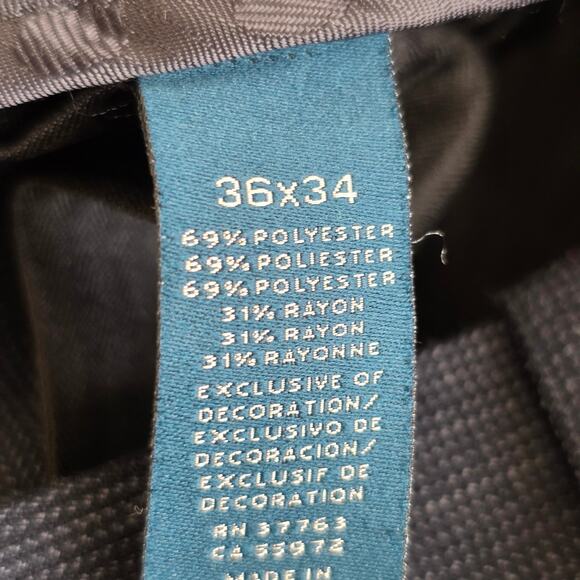 Perry Ellis Dress Pants Gray Dark Flat Front Men Size 36x34 Polyester Blend - Picture 11 of 12